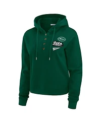 Wear by Erin Andrews Women's Green New York Jets Plus Size Waffle Hoodie Pullover Top