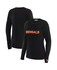 Wear by Erin Andrews Women's x Gracie Hunt Black Cincinnati Bengals Mesh Panel Long Sleeve T-Shirt