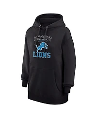 G-iii 4Her by Carl Banks Women's Black Detroit Lions Team Logo Graphic Fleece Tri-Blend Pullover Hoodie