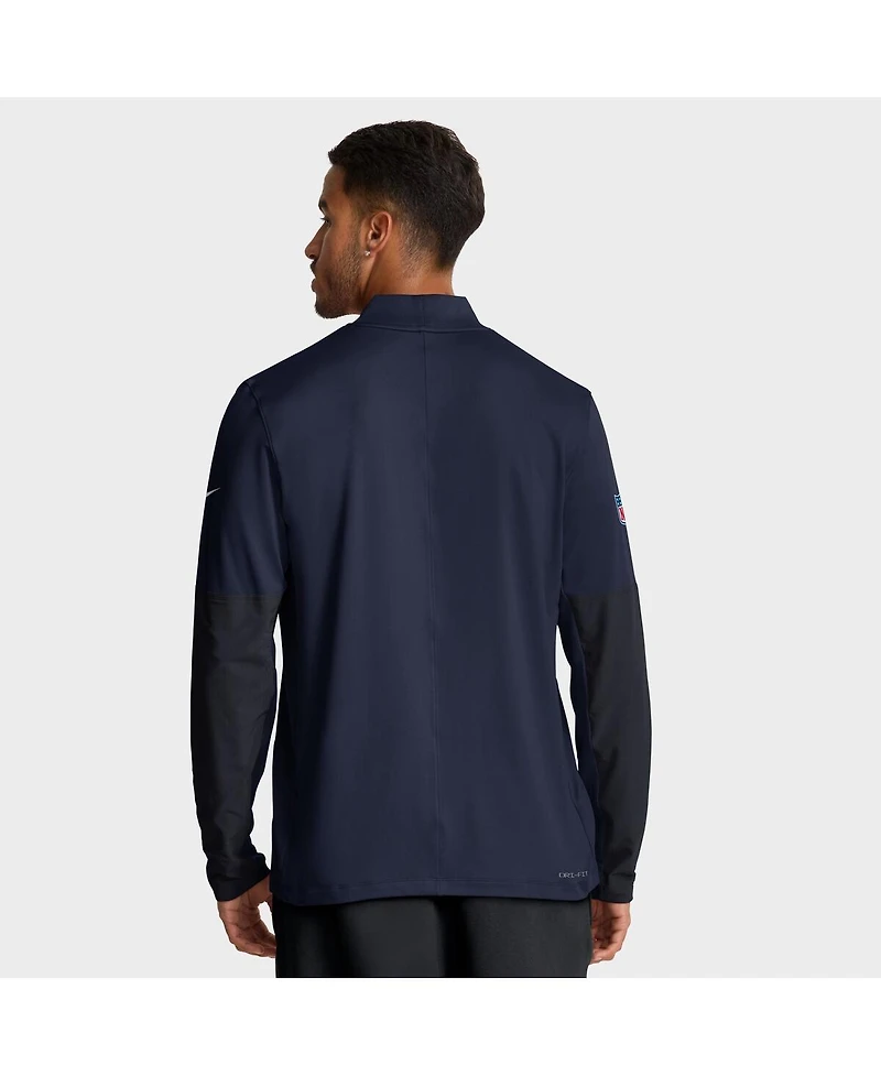 Nike Men's Navy Denver Broncos Sideline Dri-fit Half-Zip Pullover Hoodie