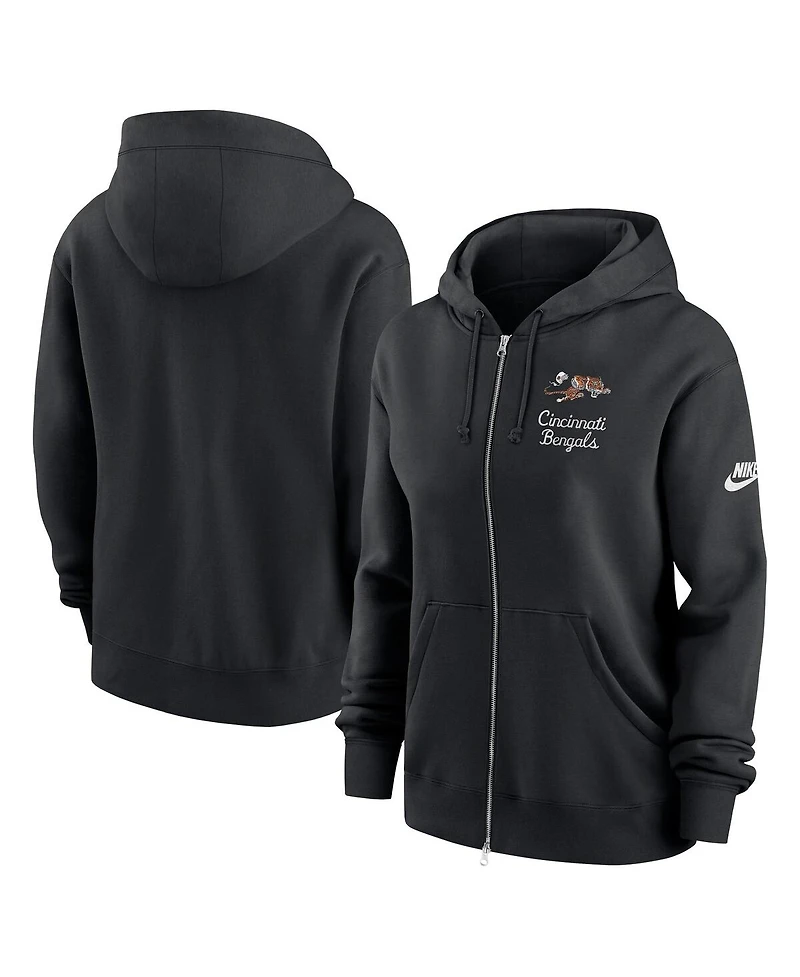 Nike Women's Black Cincinnati Bengals Phoenix Rewind Full-Zip Hoodie