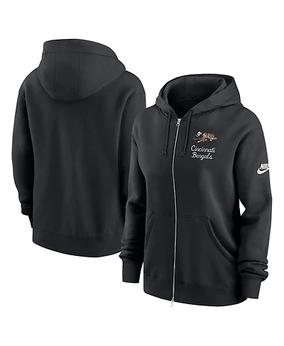 Nike Women's Black Cincinnati Bengals Phoenix Rewind Full-Zip Hoodie
