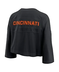 Nike Women's Black Cincinnati Bengals Primetime Cropped Mesh Dri-fit Fashion Jersey