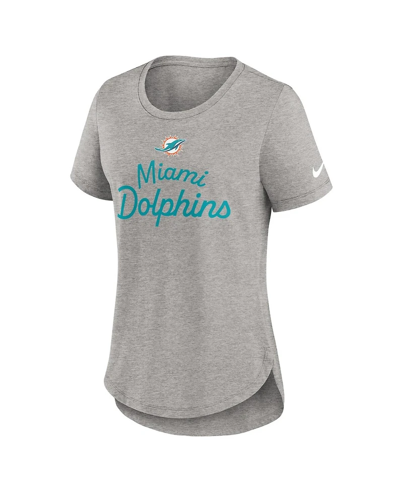 Nike Women's Gray Miami Dolphins Script Tri-Blend T-Shirt