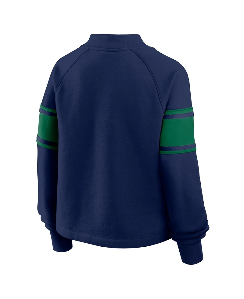Fanatics Women's Navy Notre Dame Fighting Irish Oversized Hometown Premium Punt Coverage Raglan Pullover Sweatshirt