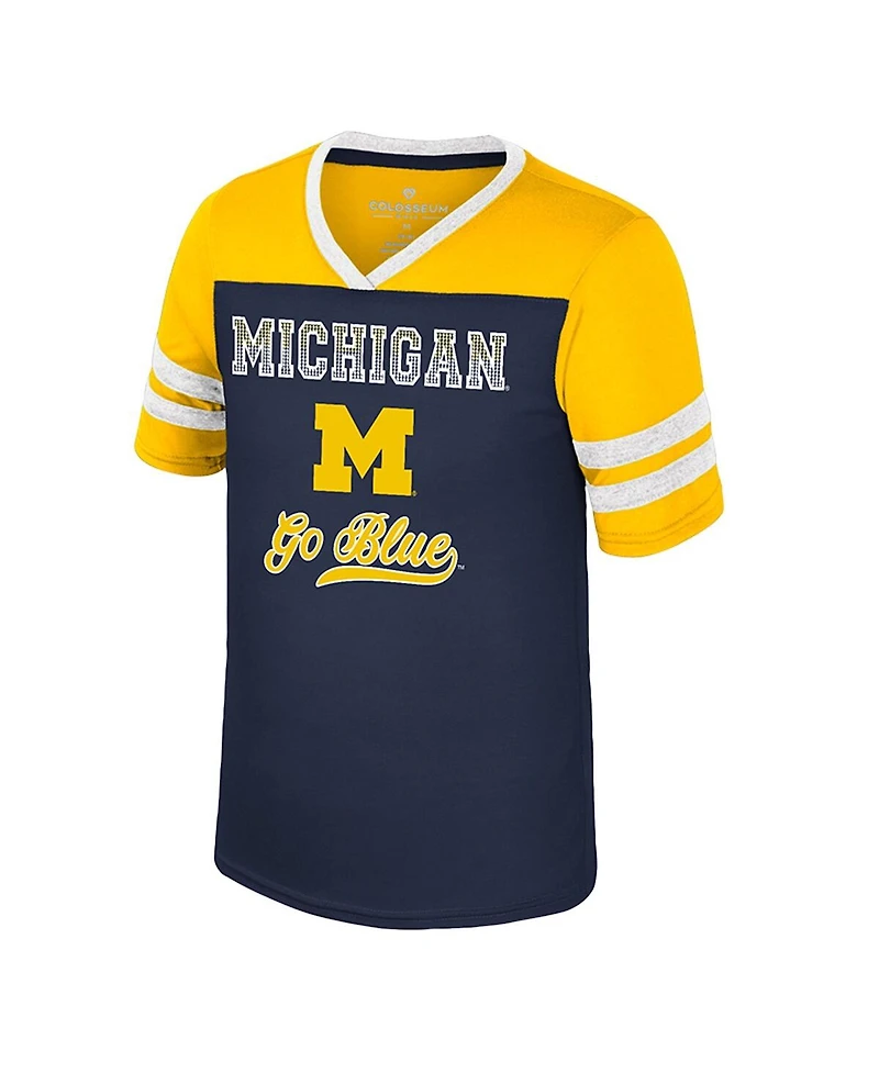 Colosseum Big Girls Navy Michigan Wolverines Princess Bubblegum Bling T-Shirt