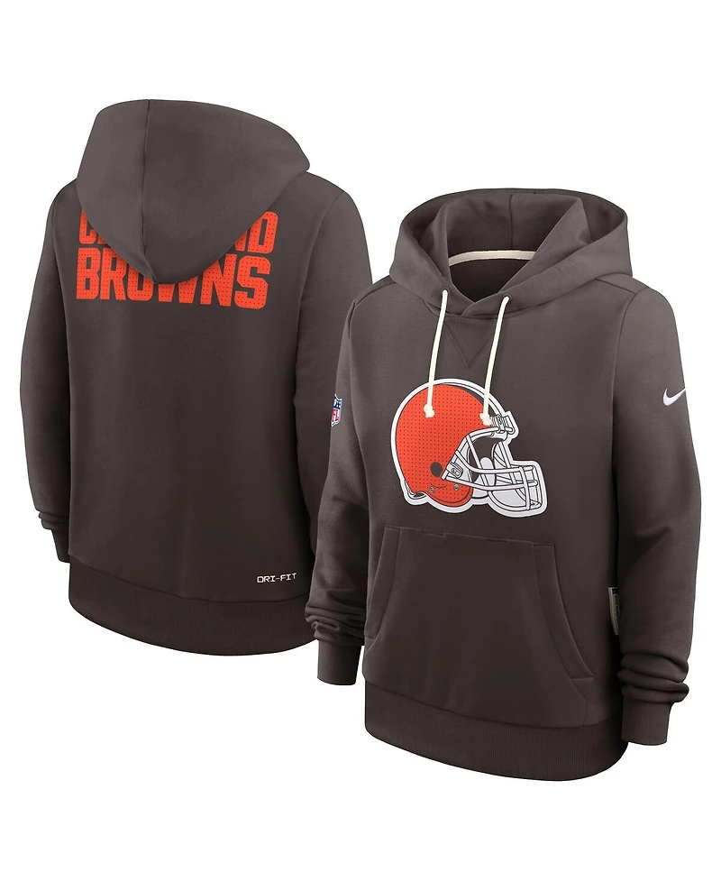 Nike Women's Brown Cleveland Browns Sideline Standard Issue Initial Home Dri-fit Hoodie