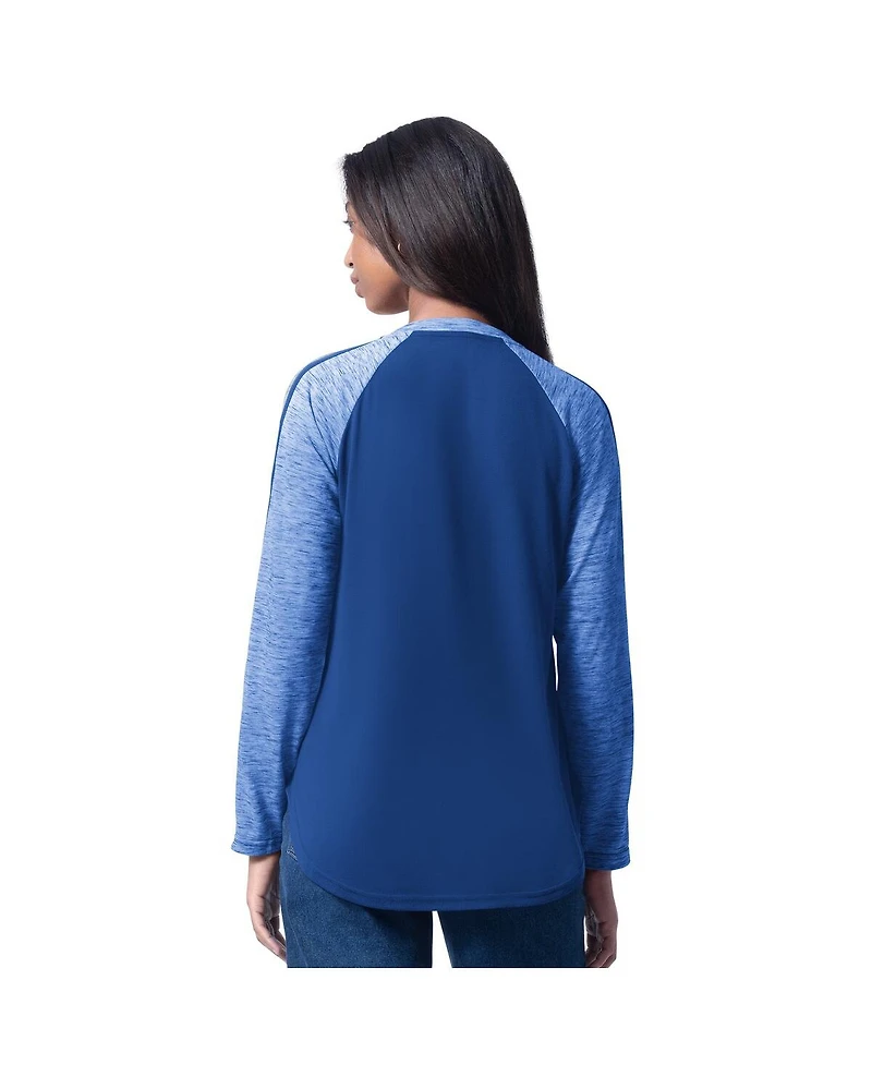 G-iii 4Her by Carl Banks Women's Royal Los Angeles Dodgers Top Dog Raglan Long Sleeve V-Neck T-Shirt