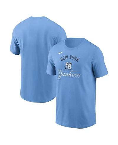 Nike Men's Light Blue New York Yankees Early Innings Stack T-Shirt