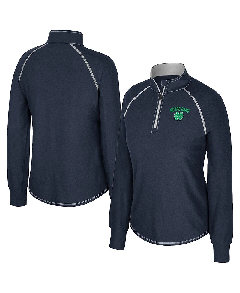 Colosseum Women's Navy Notre Dame Fighting Irish Bikram Raglan Quarter-Zip Sweatshirt