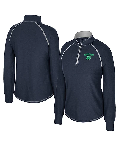 Colosseum Women's Navy Notre Dame Fighting Irish Bikram Raglan Quarter-Zip Sweatshirt