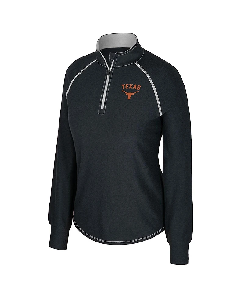 Colosseum Women's Black Texas Longhorns Bikram Raglan Quarter-Zip Sweatshirt