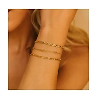 Adriana 3-Piece Stackable Bracelet Trio Set, Beaded, Figaro, Paperclip Link