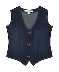 Calvin Klein Girls 7-16 Button-Front V-Neck Denim Vest