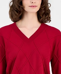 Anne Klein Women's Diamond Knit V-Neck Sweater