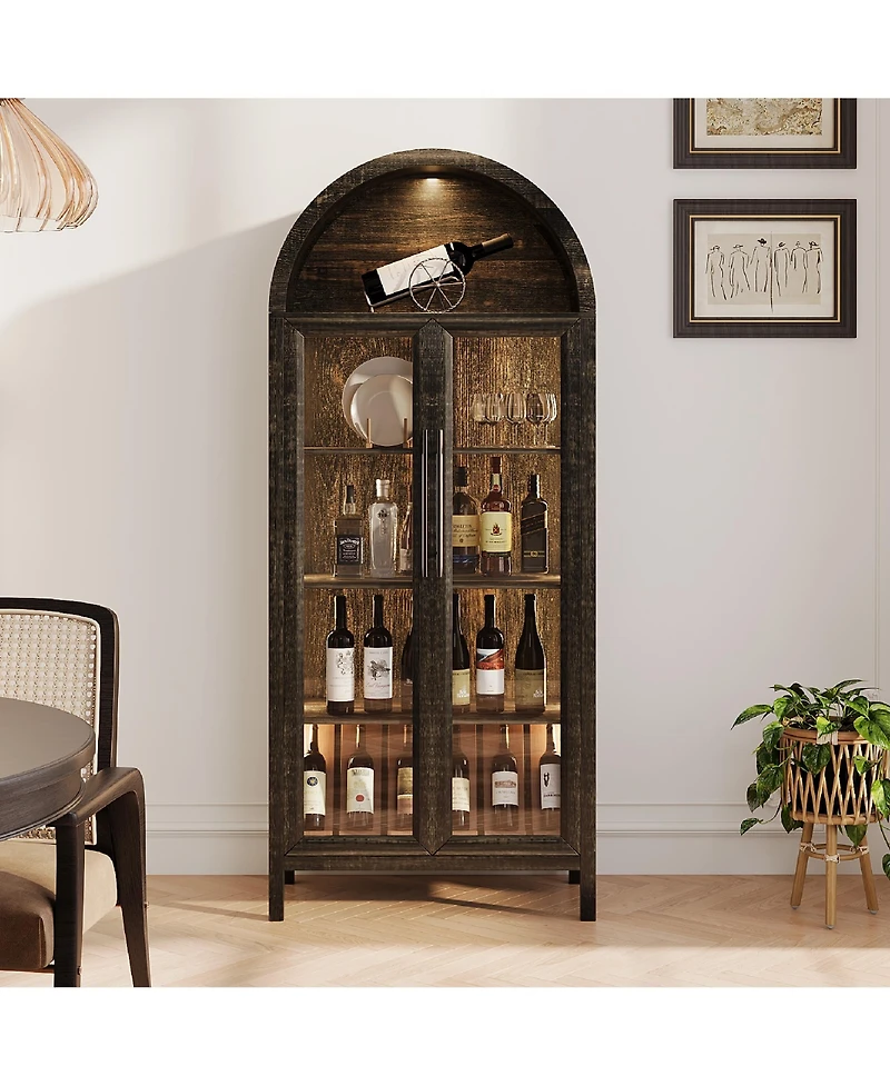 Vlsrka 72.8" Glass Door Display Cabinet, 5-Tier with Motion Led