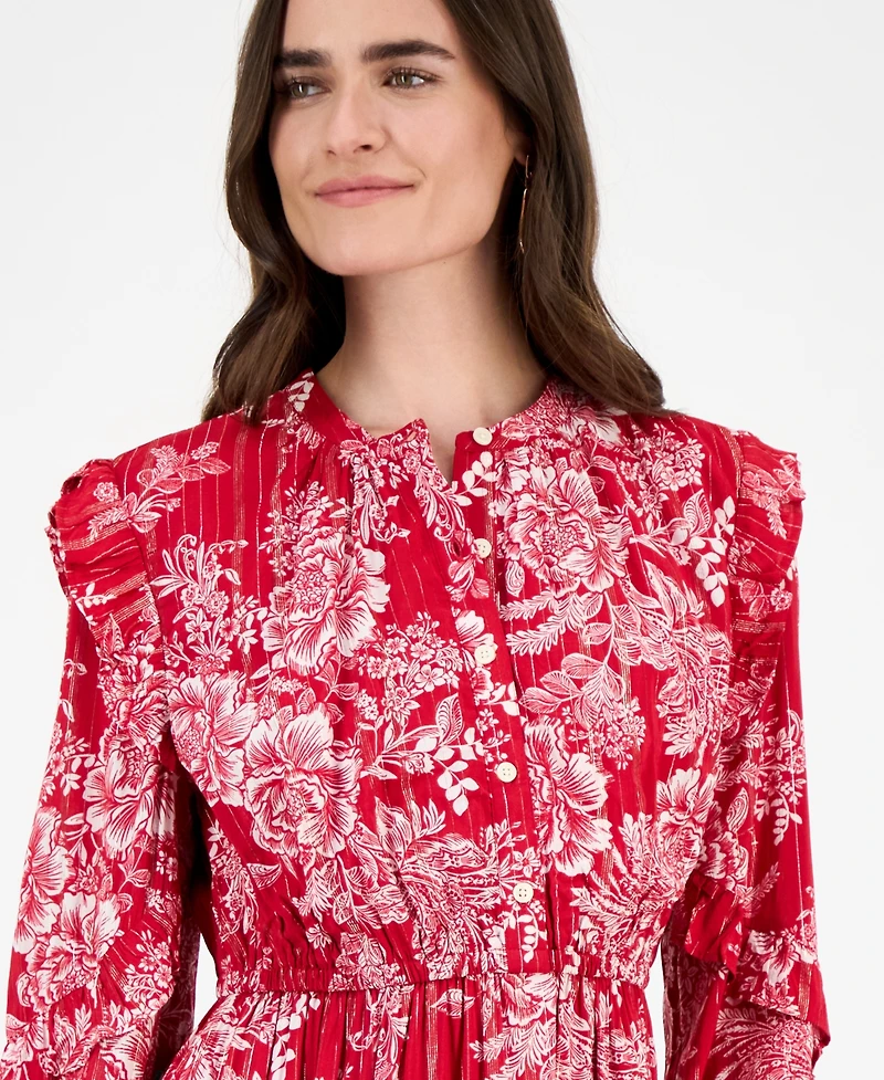 Style & Co Women's Ruffle-Trim Long-Sleeve Dress, Macy's Exclusive