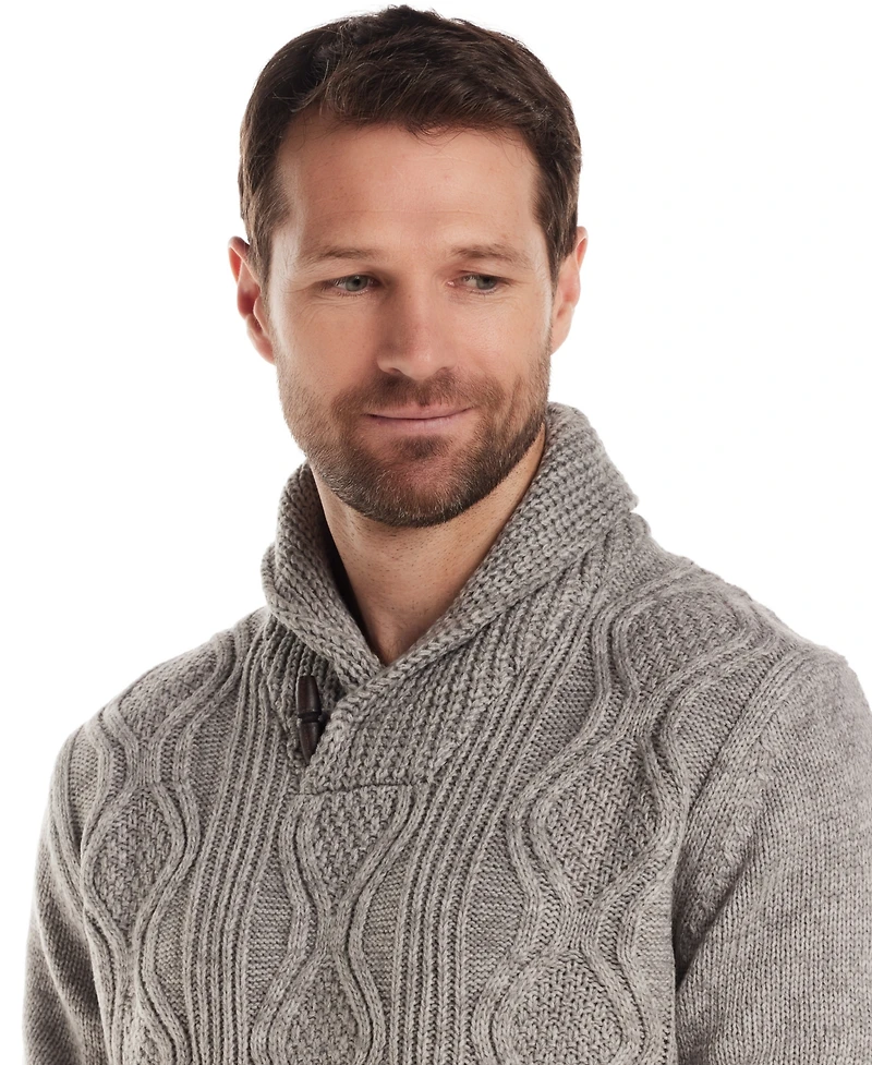 Weatherproof Vintage Men's Chunky Cable Knit Toggle Sweater