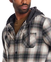 Weatherproof Vintage Men's Plaid Hooded Shirt Jacket