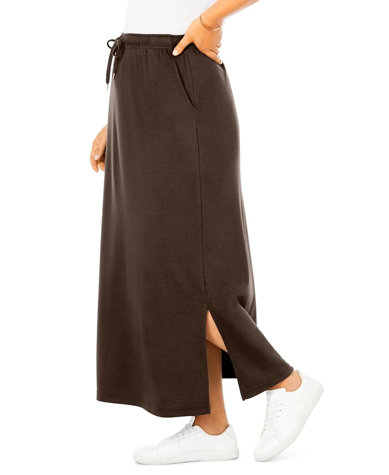 Woman Within Women's Sport Knit Side-Slit Skirt