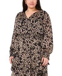 Vince Camuto Plus Long Sleeve V-Neck Dress