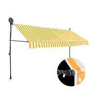 vidaXL Retractable Awning White and Orange Polyester with Pu coating