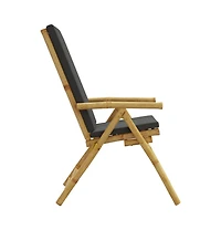 vidaXL Folding Patio Reclining Chairs 2 pcs with Cushions Bamboo