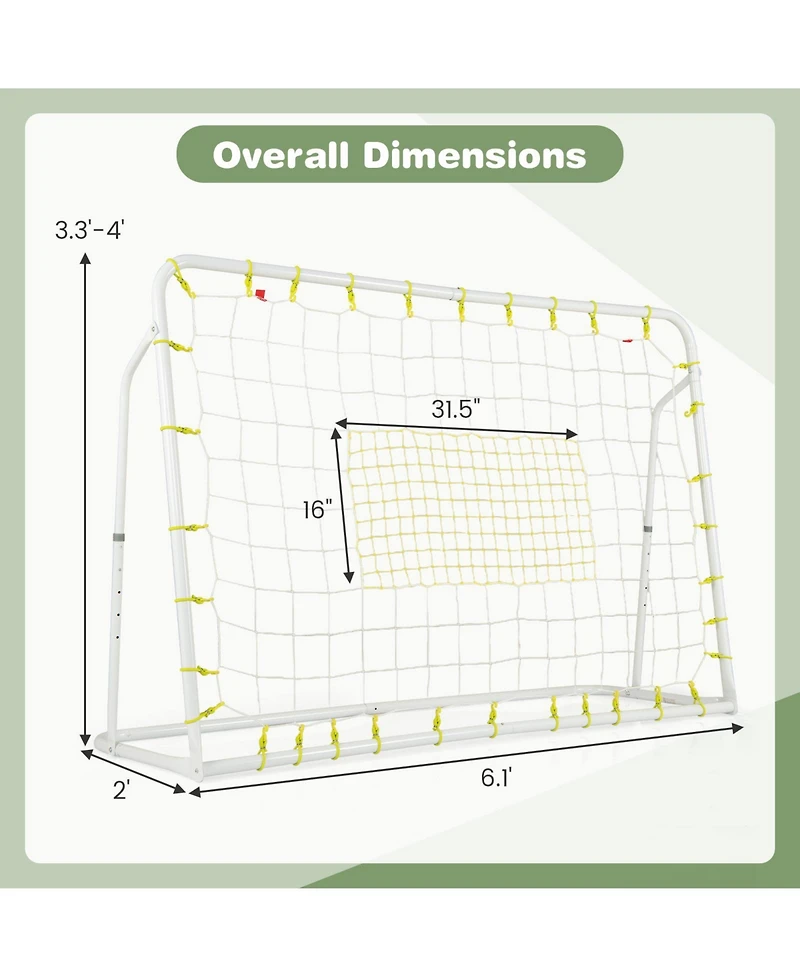 2-in-1 Kids Soccer Rebounder and Soccer Goal with Adjustable Height-White