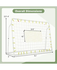 2-in-1 Kids Soccer Rebounder and Soccer Goal with Adjustable Height-White
