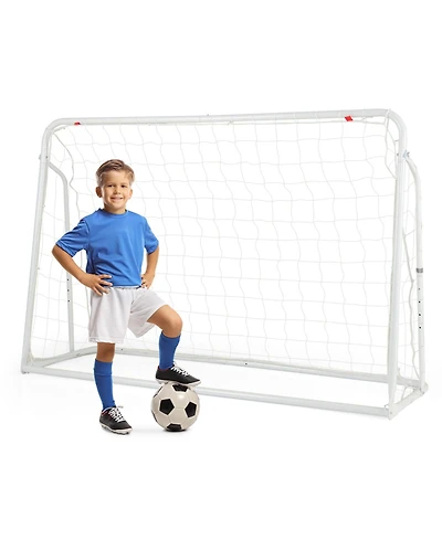 2-in-1 Kids Soccer Rebounder and Soccer Goal with Adjustable Height-White