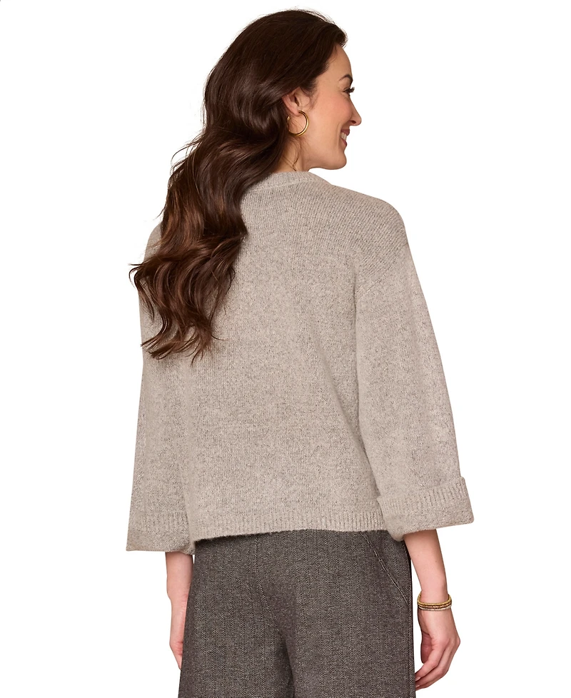 Democracy Petite Floral Jacquard Sweater