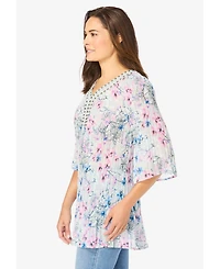 Woman Within Plus Embellished Pleated Blouse