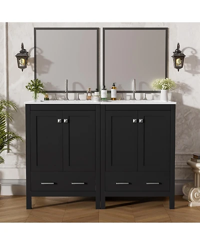 Lovmor Bathroom Vanity with Integrated Undermount Sink Storage Cabinet Divided Drawer for Versatile Storage