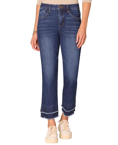 Democracy Petite "Ab" Solution Kick Flare Mid Rise Jeans
