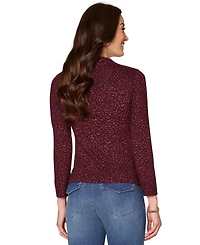 Democracy Petite Leopard-Print Mock Neck Top