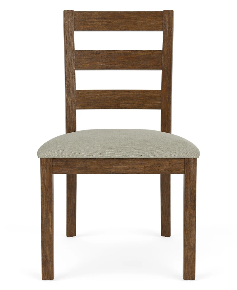 Furniture Davie Cracked Oak and Fabric 54" Round 5-Pc. Dining Set
