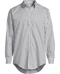 Lands' End Men's Pattern No Iron Supima Pinpoint Button Down Collar Dress Shirt