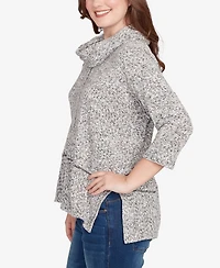 Ruby Rd. Petite Cowl Neck Space Dye Chenille Knit Top
