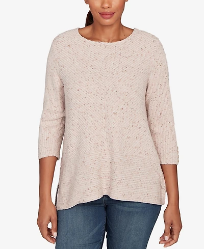 Ruby Rd. Petite Speckled Heather Rib Knit Top