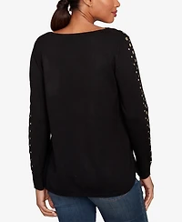 Ruby Rd. Petite Grommet Embellished Fine Gauge Sweater