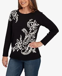 Ruby Rd. Petite Floral Paisley Jacquard Sweater