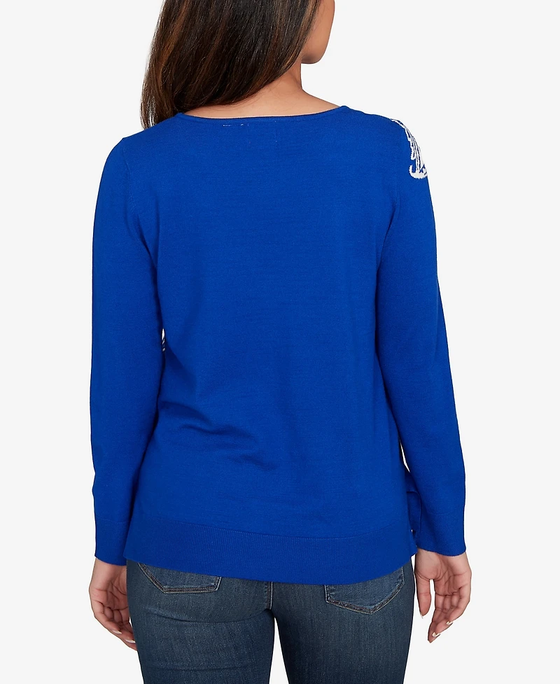 Ruby Rd. Petite Floral Paisley Jacquard Sweater