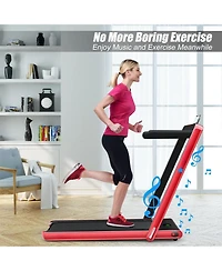 Hongge 2.25HP 2 in 1 Folding Treadmill with App Speaker Remote Control-Red