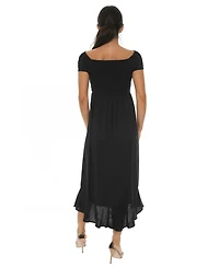 Bebe Women's Cap Sleeve Smocked Ruffle Dress