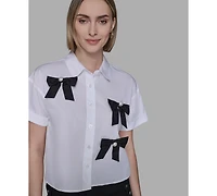Karl Lagerfeld Paris Petite Bow Short sleeves Top