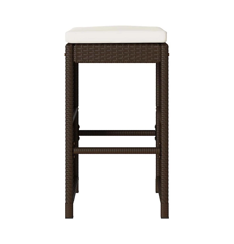 Garden Bar Stool Set of 4 Brown, Cream white
