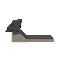 Double Sun Lounger Grey Pe Rattan, Powder-coated Steel Double