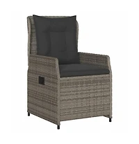 Reclining Garden Chair Grey Pe rattan, powder-coated steel Single