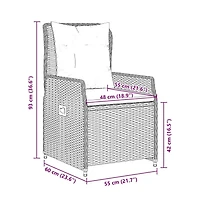 Reclining Patio Chair Black Pe rattan Medium Adjustable Feet