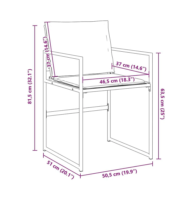 Garden Chair Set of 4 Black and Dark Grey